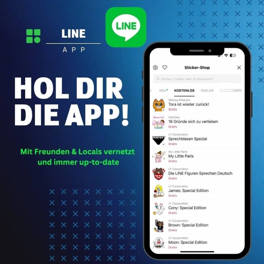 LINE App - Dein digitaler Begleiter für Thailand LINE App mit Sticker-Shop auf Smartphone: Verbinde dich mit Locals in Thailand