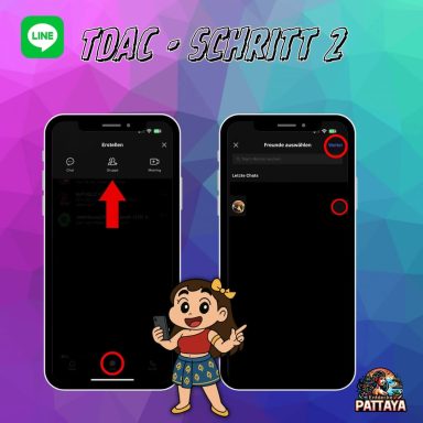 LINE App beim Erstellen einer neuen Gruppe mit ausgewähltem Kontakt