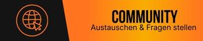 Pattaya to go: immer und überall mit der Community verbunden Discord Community für Austausch und eigene Fragen auf einem orange schwarzen Banner mit Globus Symbol
