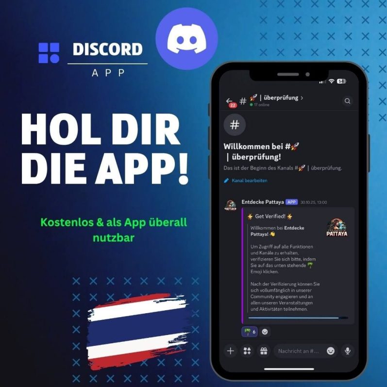 Reddit App Werbegrafik mit Text Hol dir die App und Smartphone-Ansicht der r/Pattaya_D_A_CH Community mit Instagram Hack Posts