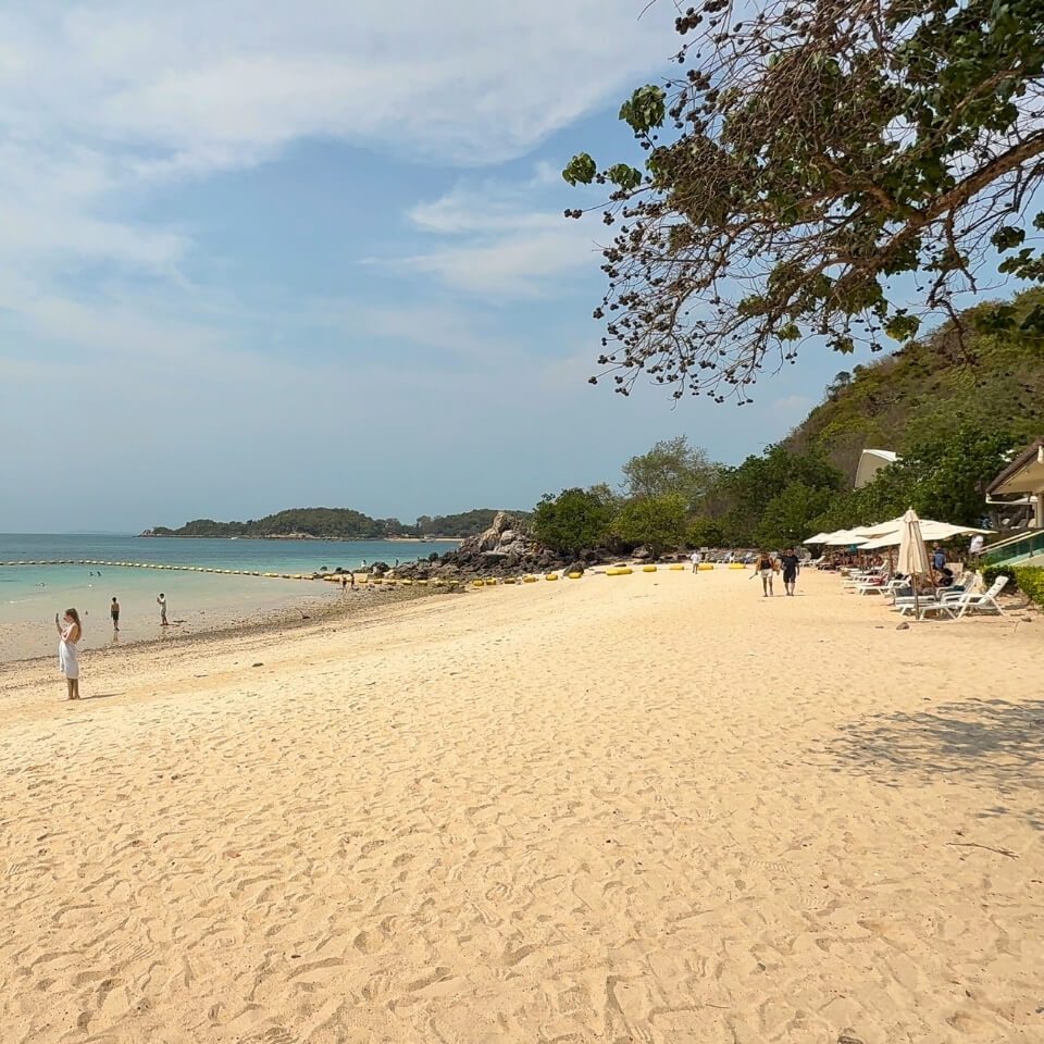 Strand auf Koh Larn in Thailand Ruhiger Strand auf Koh Larn mit Sand, Meer und Bäumen